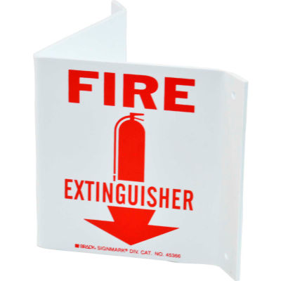 Brady® 45366 Fire Extinguisher "V" Sign, 2 Sided, Polystyrene, 10"W x 5.5"H