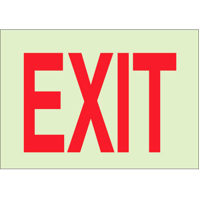 Brady® 73510 BradyGlo Exit Sign, Self-Adhesive, Polyester, 14"W x 10"H