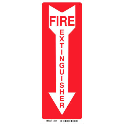 Brady® 85261 Fire Extinguisher Sign, Polyester, 3-1/2"W x 14"H