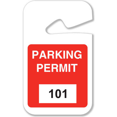 Brady® 96271 Rearview Mirror Hanging Tags, Parking Permits, Red, 101 - 200, 2-3/4"W x 4-3/4"H