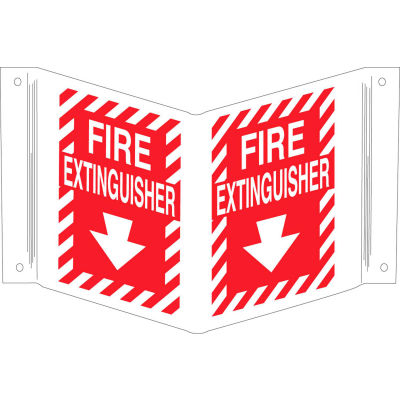 Brady® 96908 Fire Extinguisher "V" Sign, 2 Sided, Polyethylene, 18"W x 12"H