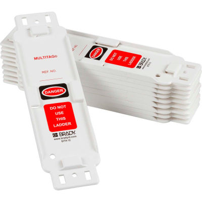 Brady® LAD-EITH12 Danger Do Not Use Ladder Tag Holder, 10/Pk, 2-1/4" W X 8-1/4" H, Wht/Blk/Red
