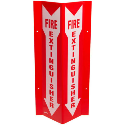 Brady® SP818V Fire Extinguisher "V" Sign, 2 Sided, Tall, Acrylic, 8-1/2"W x 18"H