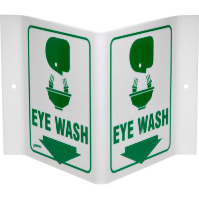 Brady® V1EW03A Eye Wash "V" Sign, 2 Sided, Acrylic, 9"W x 6"H
