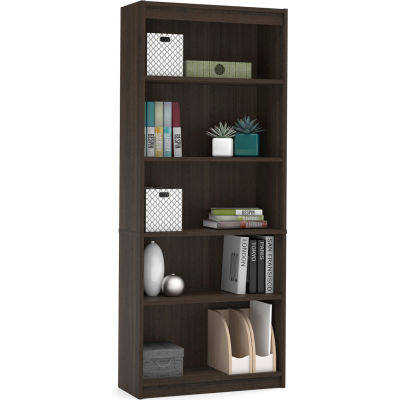 Bestar® Bookcase 29-1/2"W x 11-5/8"D x 72"H 5 Shelf Dark Chocolate