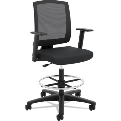 HON® Upholstered Mesh Back Task Stool - Fabric - Black - Solve Series