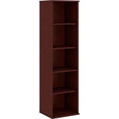 Bush® 66"H 5 Shelf Narrow Bookcase Harvest Cherry