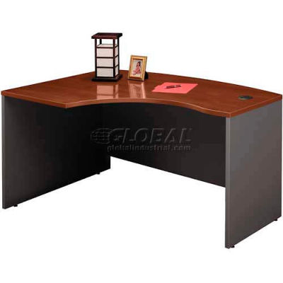 Bush Furniture Left Hand Wood Desk with Bow Front - Hansen Cherry - Series C