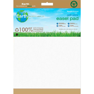 MasterVision Earth Self-Stick Easel Pad 25"W x 35-1/2"H, 1 Pk, White