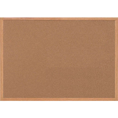 MasterVision Earth Cork Bulletin Board, 36" X 48", Oak MDF Frame