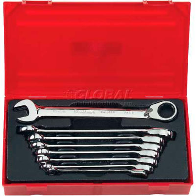 Blackhawk BW-1408 8 Piece Metric Rev. Ratcheting Combo Wrench Set, 12 Point