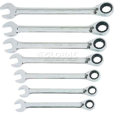 Blackhawk BW-1451 7 Piece Metric Rev. Ratcheting Combo Wrench Set, 12 Point
