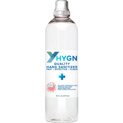 HY-GN Alcohol Gel Hand Sanitizer - 16 oz. Bottle w/ Flip Top Lid - 24 Bottles/Case