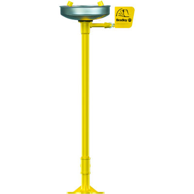 Bradley S19-210B Pedestal-Mounted Eyewash with Stainless Steel Bowl, Galvanized Steel Pipe