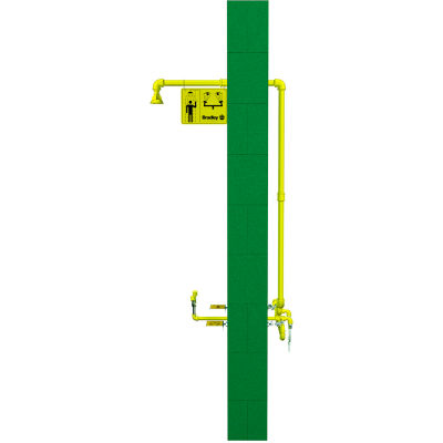 Bradley S19-310TW12 Frost Proof Wall Mounted Drench Shower and Eyewash, 12", 1-1/4" NPT Water Supply
