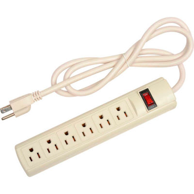 Surge Protected Power Strip, 6 Outlets, 15A, 73 Joules, 4-1/2' Cord - Pkg Qty 10
