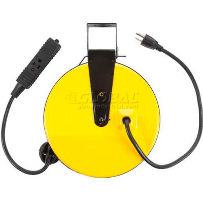 Bayco® Triple Tap Extension Cord SL-800, Retractable Reel, 30'L Cord, 16/3 GA, Yellow