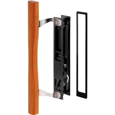 Prime-Line C 1130 Sliding Door Handle Set, Black Diecast, Wood Pull, Croft