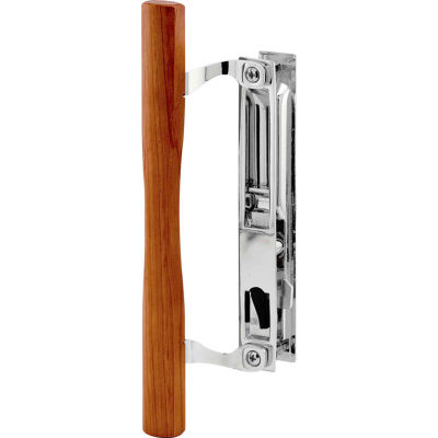 Prime-Line C 1148 Sliding Door Handle Set With Wood Pull, Chrome, Diecast