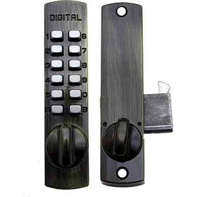 Lockey C150 Mechanical Keyless Surface Mount Hook Bolt Lock for Sliding Door, Antique Brass
