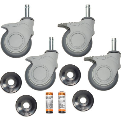 Nexel® CA5SBP (2) Swivel (2) Swivel Brake Stem Casters, 5" Polymer, Set of (4), 1200 lb Cap