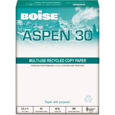 Recycled Copy Paper - Boise Aspen 0.3 54901 - White - 8-1/2" x 11" - 5000 Sheets
