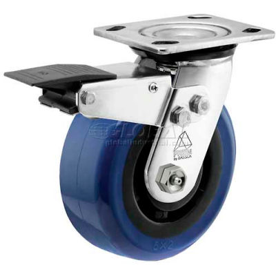 Bassick® Prism Stainless Steel Total Lock Swivel Caster - Eagle Urethane - 8" Dia.