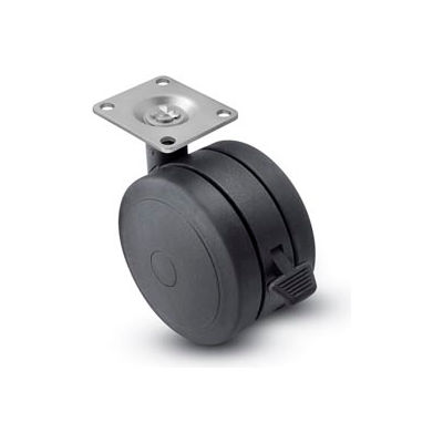 Shepherd® Swivel Top Plate Soft Tread Caster With Brake, 75mm Dia., Black