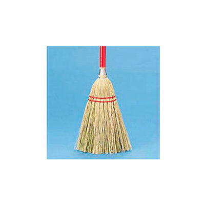 Lobby Broom Corn Fiber Bristles, 39" Wood Handle Red/Yellow - BWK951TEA