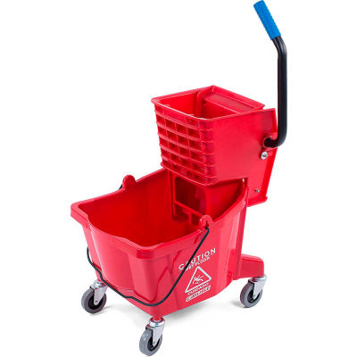 Carlisle Commercial Mop Bucket with Side-Press Wringer 26 Quart, Red - 3690805