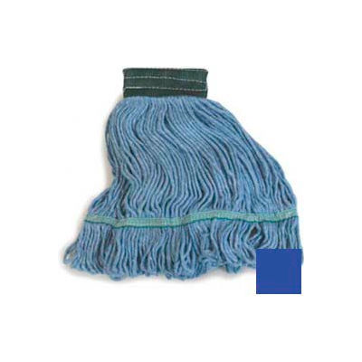Carlisle Flo-Pac Medium Green Wide Band Looped End Mop. Blended 4-Ply Yarn, Blue - 369448B14 - Pkg Qty 12