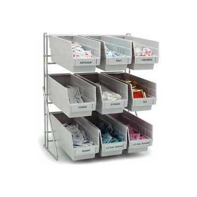 Carlisle 381109LG - Frame Packet Rack, Holds 9 Containers, Gray, 19"H x 18"W x 12"D, Aluminum
