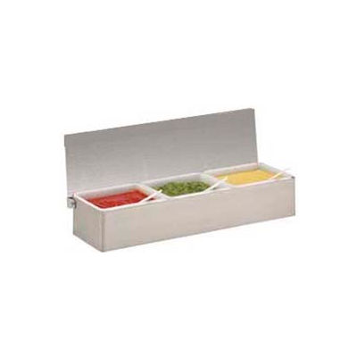 Carlisle 38704C - 4 Pint Condiment Caddies W/ One-Piece Lid 11-3/4", 5-5/8", 3-3/8", Stainless Steel