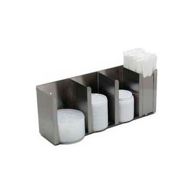 Carlisle 388804L - Lid/Straw Dispenser, Countertop, 4 Station, 16" x 4-1/2" x 6-5/8"