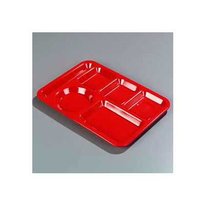 Carlisle 4398005 - Left-Hand Heavy Weight 6-Compartment Tray, Red - Pkg Qty 12
