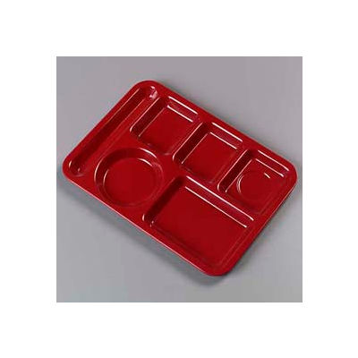 Carlisle 4398085 - Left-Hand Heavy Weight 6-Compartment Tray, Dark Cranberry - Pkg Qty 12
