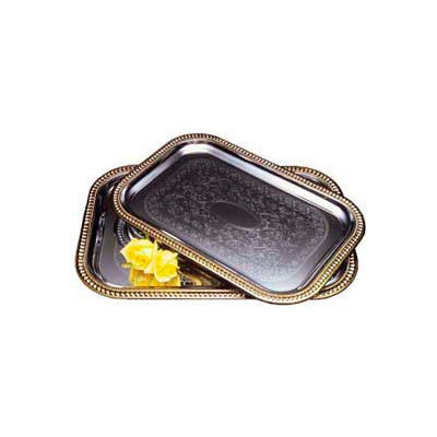 Carlisle 608909 - Celebration™ Rectangular Tray W/ Gold Border 20-5/8" x 14" - Pkg Qty 12