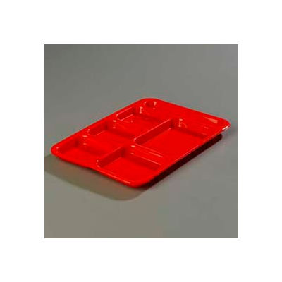 Carlisle P614R05 - Right-Hand 6-Compartment Tray, Red - Pkg Qty 24