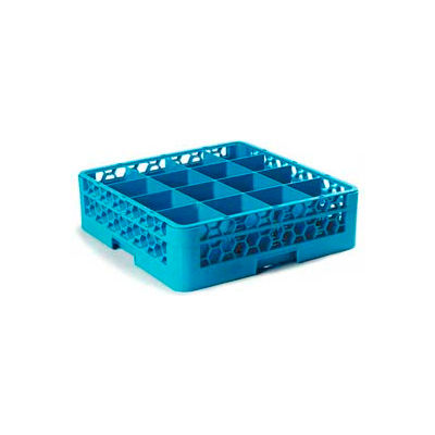 Carlisle RG16-114 - Opticlean™ 16-Compartment Glass Rack W/ 1 Extender, Carlisle Blue - Pkg Qty 4