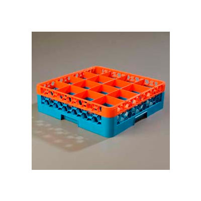 Carlisle RG16-1C412 - Opticlean™ 16-Compartment Glass Rack W/ 1 Extender, Orange-Carlisle Blue - Pkg Qty 4