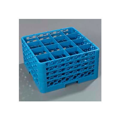 Carlisle RG16-414 - Opticlean™ 16 Compartment Glass Rack W/ 4 Extenders, Blue - Pkg Qty 2
