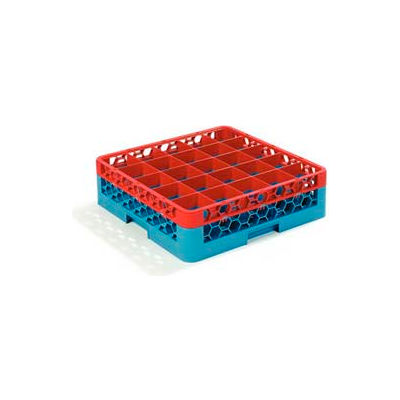 Carlisle RG25-1C410 - Opticlean™ 25-Compartment Glass Rack W/ 1 Extender, Red-Carlisle Blue - Pkg Qty 4