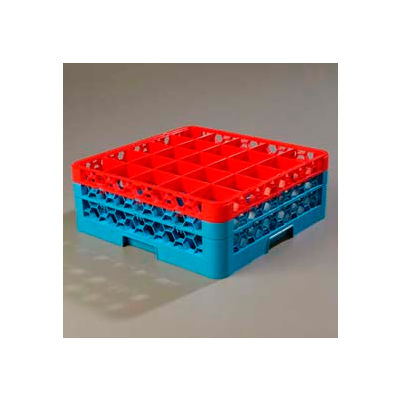 Carlisle RG25-2C410 - Opticlean™ 25-Compartment Glass Rack W/ 2 Extenders, Red-Carlisle Blue - Pkg Qty 3