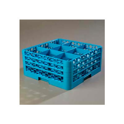 Carlisle RG9-314 - Opticlean™ 9-Compartment Glass Rack W/ 3 Extenders, Carlisle Blue - Pkg Qty 2