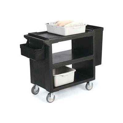 Carlisle SBC23003 - Service Cart with 2 Fixed Casters, 2 Swivel Casters, 1 W/ Brake 33" x 20", Black