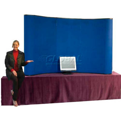 Curved Table Top Pop Up, Blue, 8'W x 5'H Curved Hook & Loop Receptive