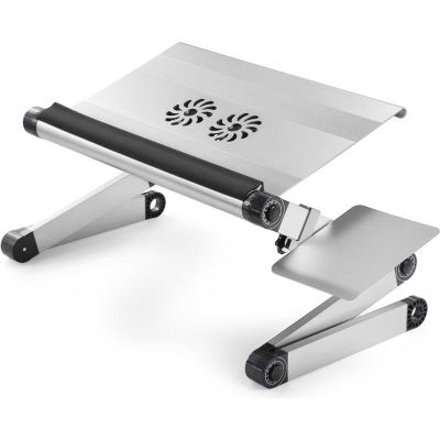 Uncaged Ergonomics WECS WorkEZ Cool Laptop Stand with Fans, USB Ports & Mouse Pad, Silver