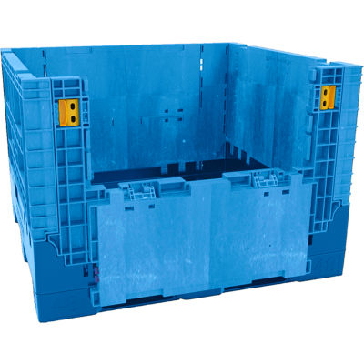Buckhorn BN4845342023000 Folding Bulk Shipping Container - 48"L x 45"W x 34"H, 2500 Lb. Cap. Blue