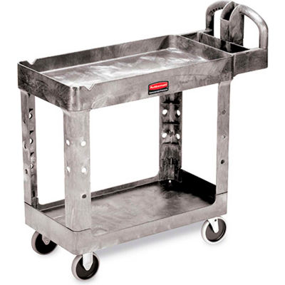 Rubbermaid® Premium Universal Plastic Utility Cart, 2 Shelf, 30"Lx16"W, Gray