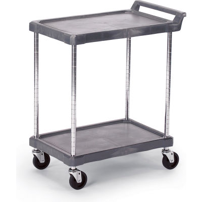 Olympic Storage Utility Cart With Chrome Posts, 2 Shelf, 38"Lx17"W, Gray